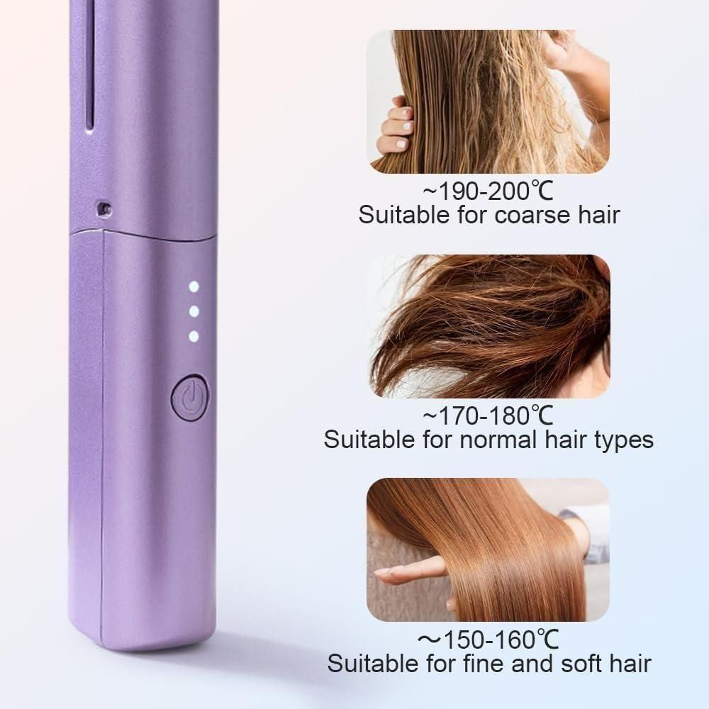 Cordless Mini Hair Straightener – Rechargeable & Portable Hot Comb